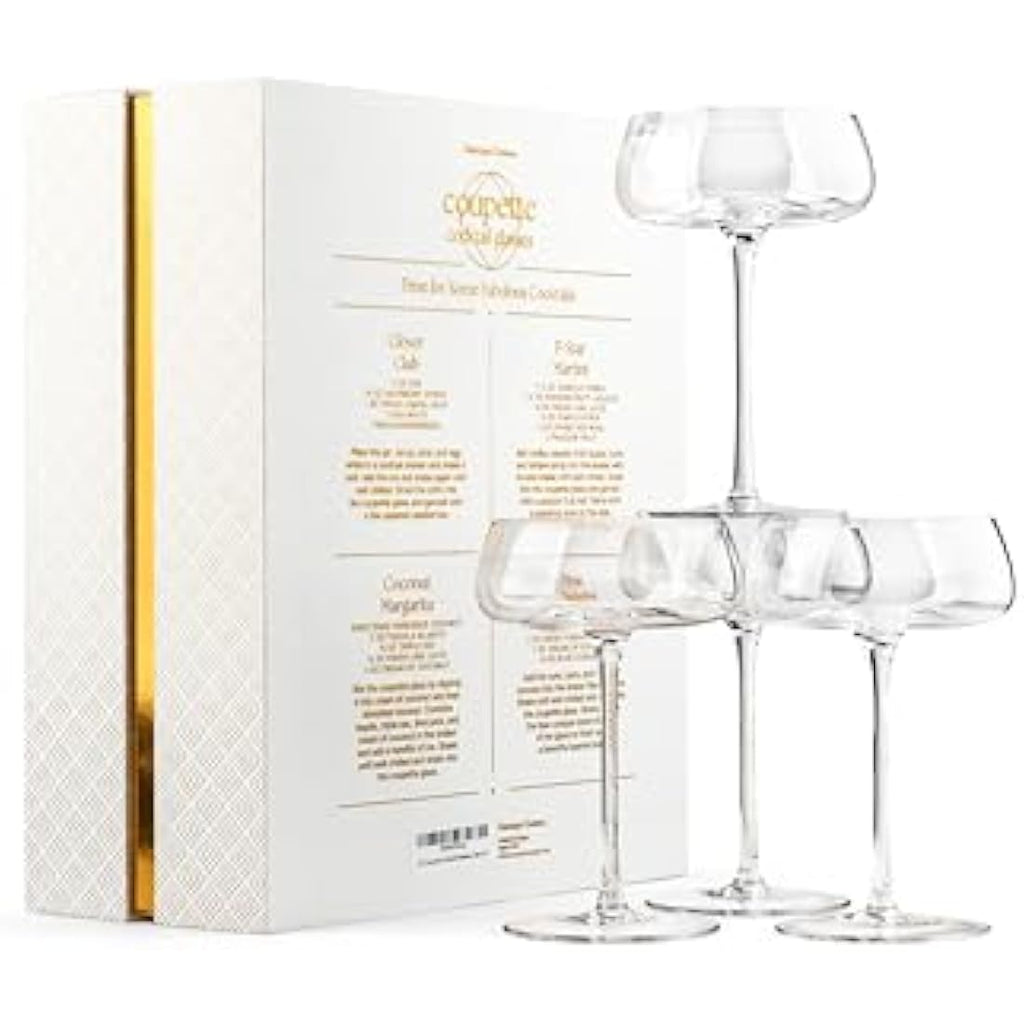 Glassique Cadeau Crystal Coupe Glasses | Set of 4 Handblown 260ml