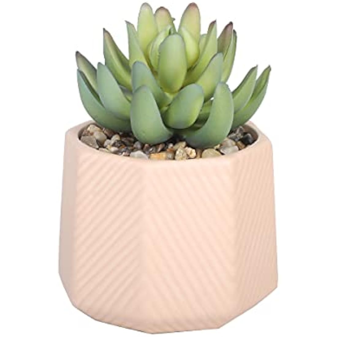 Jolof Store Artificial Faux Succulent | Pink Geo Pot Ceramic Decor