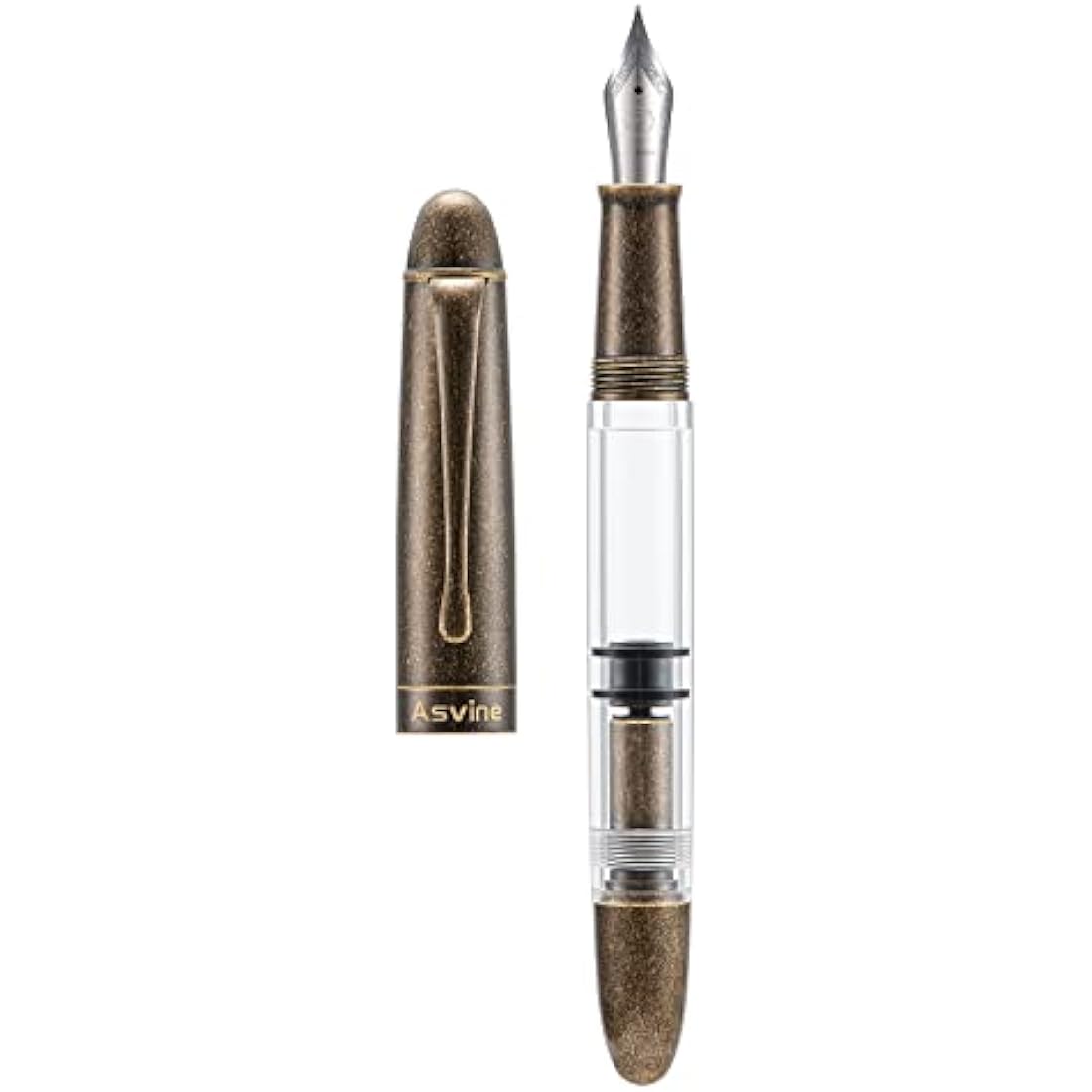 Asvine P30 Piston Fountain Pen | Retro Brass & Acrylic Medium Nib