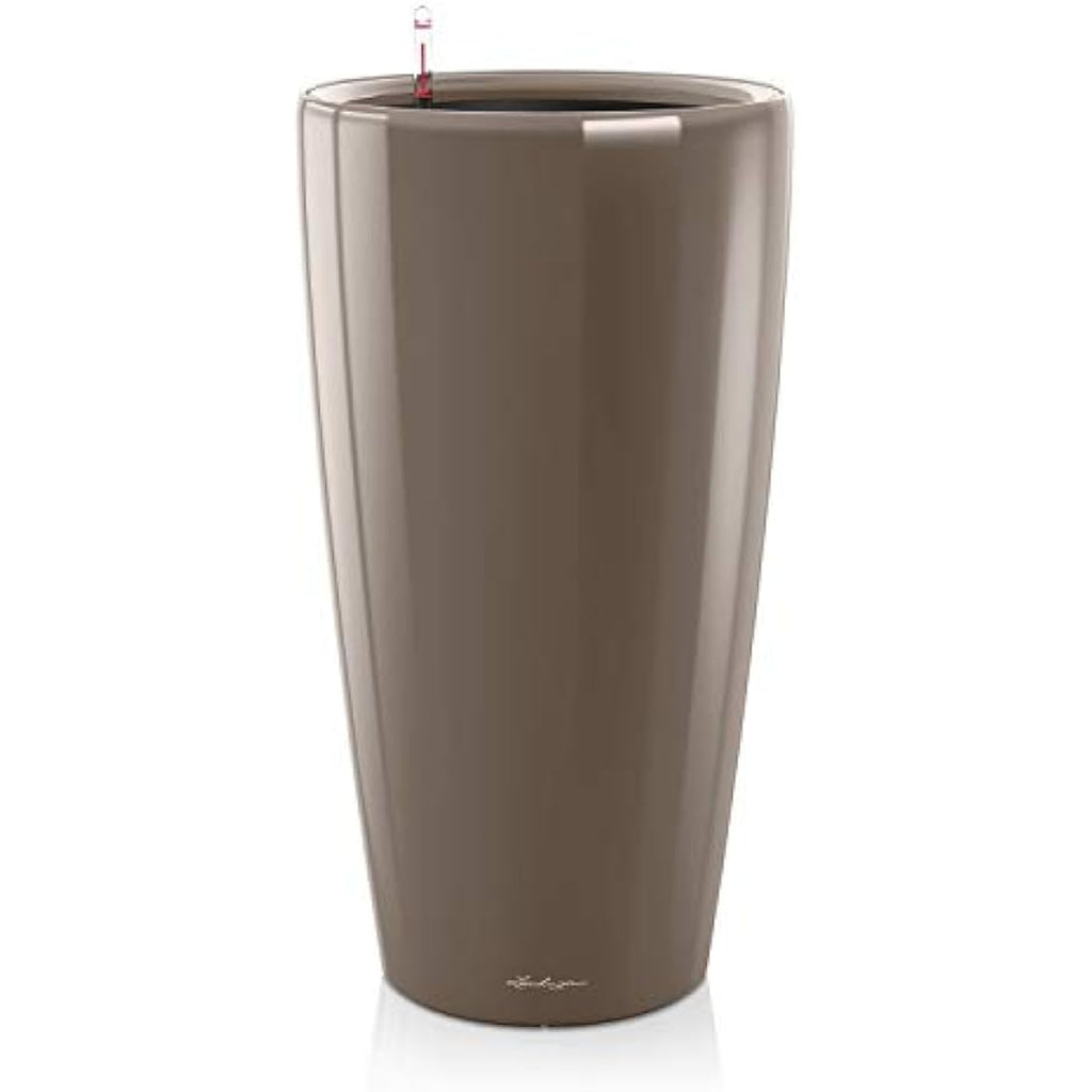 Lechuza RONDO 32 Self-Watering Planter | Large Shiny Taupe Plant Pot