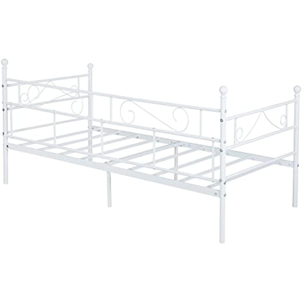 Jolof Store Modern Metal Daybed Frame | Twin Platform Bed Base, White