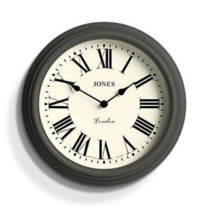 Jones Clocks Venetian Wall Clock – 30cm Dark Grey Roman Numeral Clock