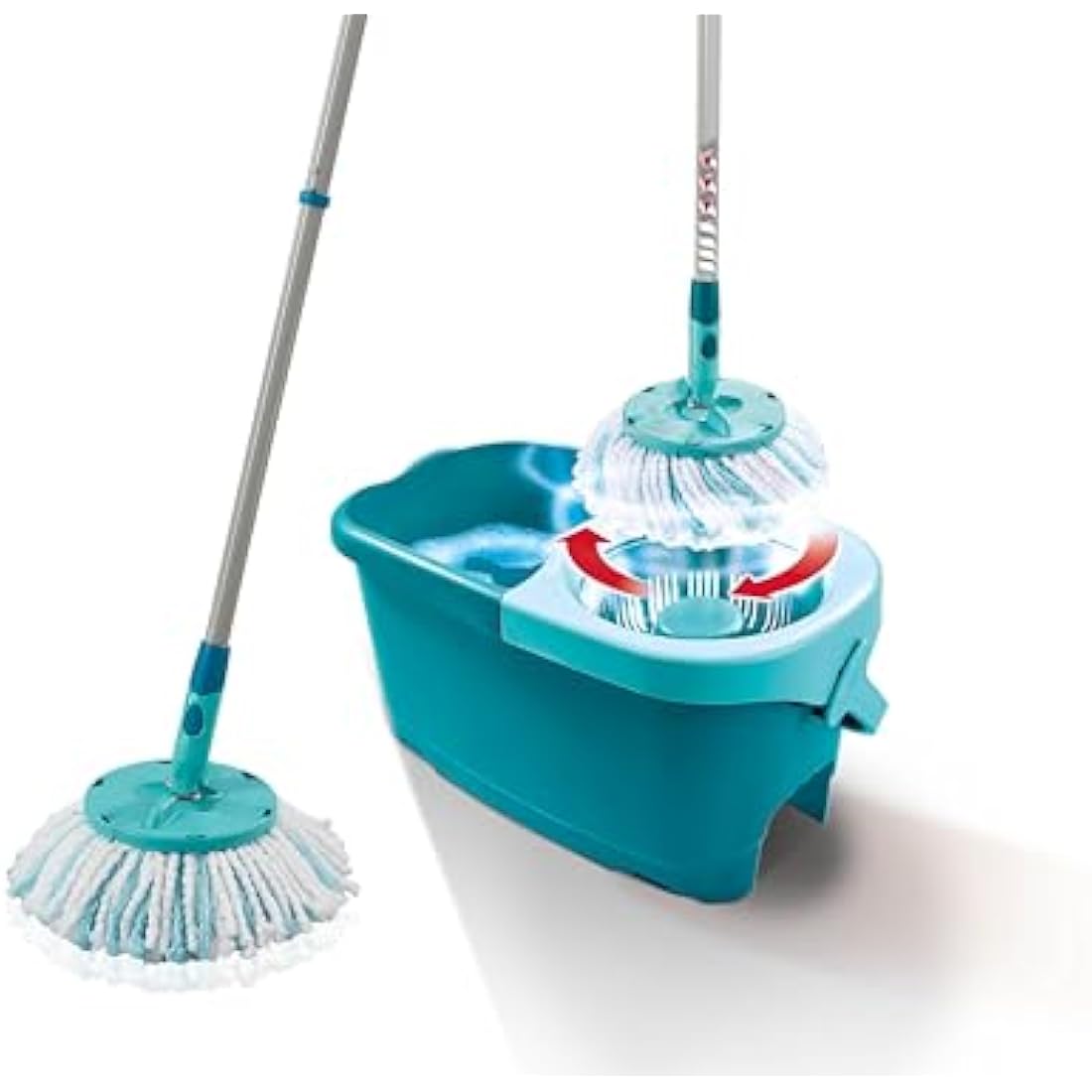 Leifheit Clean Twist Disc Mop Ergo Set | Microfibre Spin Mop and Bucket