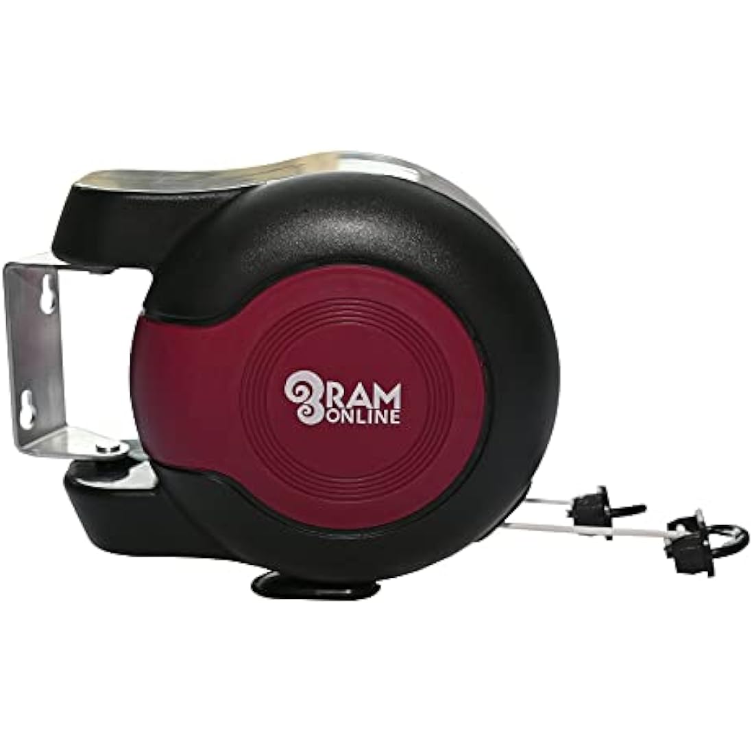 Ram Retractable Clothes Line – 30m Twin Cable Wall Mounted Dryer, Burgundy