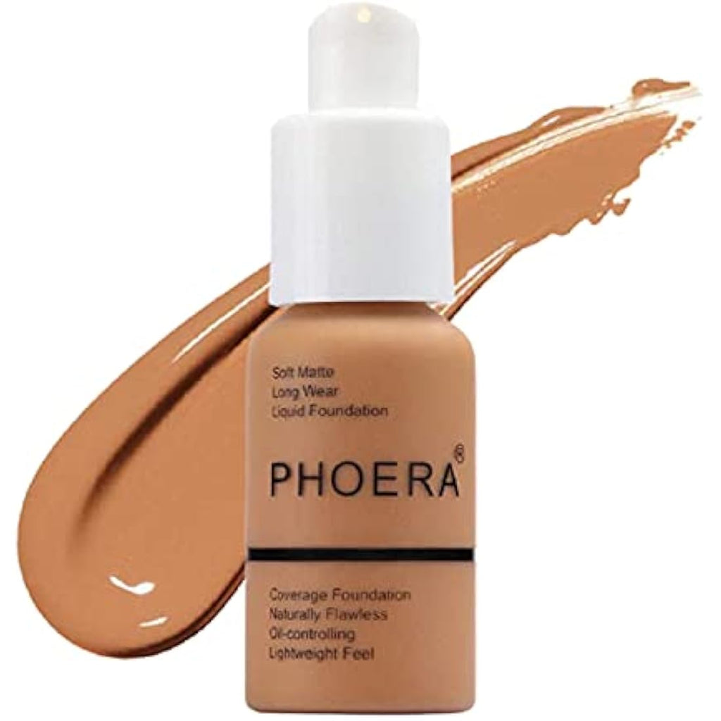 Phoera Full Coverage Liquid Foundation – Matte Oil Control (108 Tan)