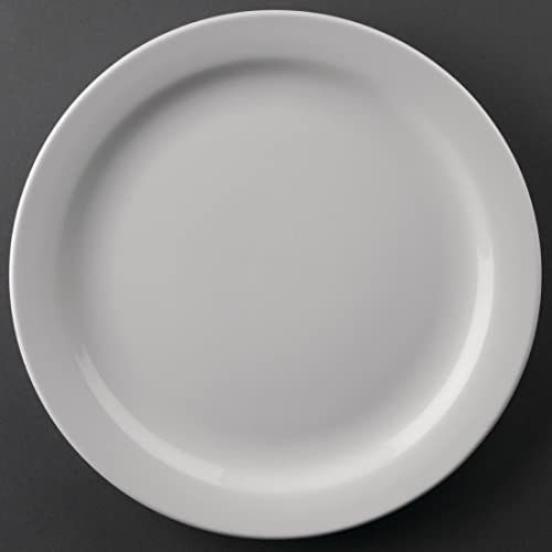 Athena Hotelware White Porcelain Narrow Rimmed Plates - Pack of 12
