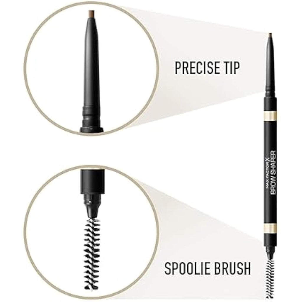 Max Factor Brow Shaper – Ultra Fine Eyebrow Pencil with Spoolie, 20 Brown