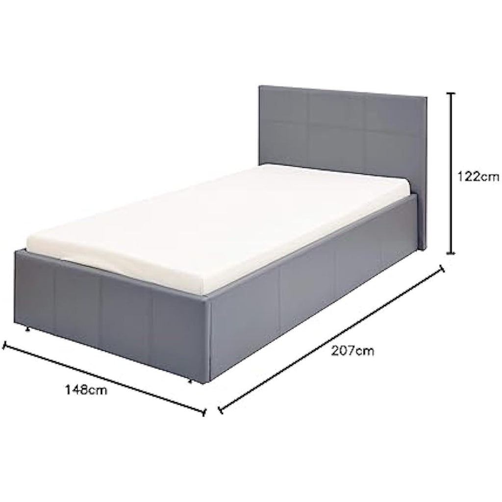 Jolof Store GFW Ottoman Storage Bed – Grey Faux Leather Small Double