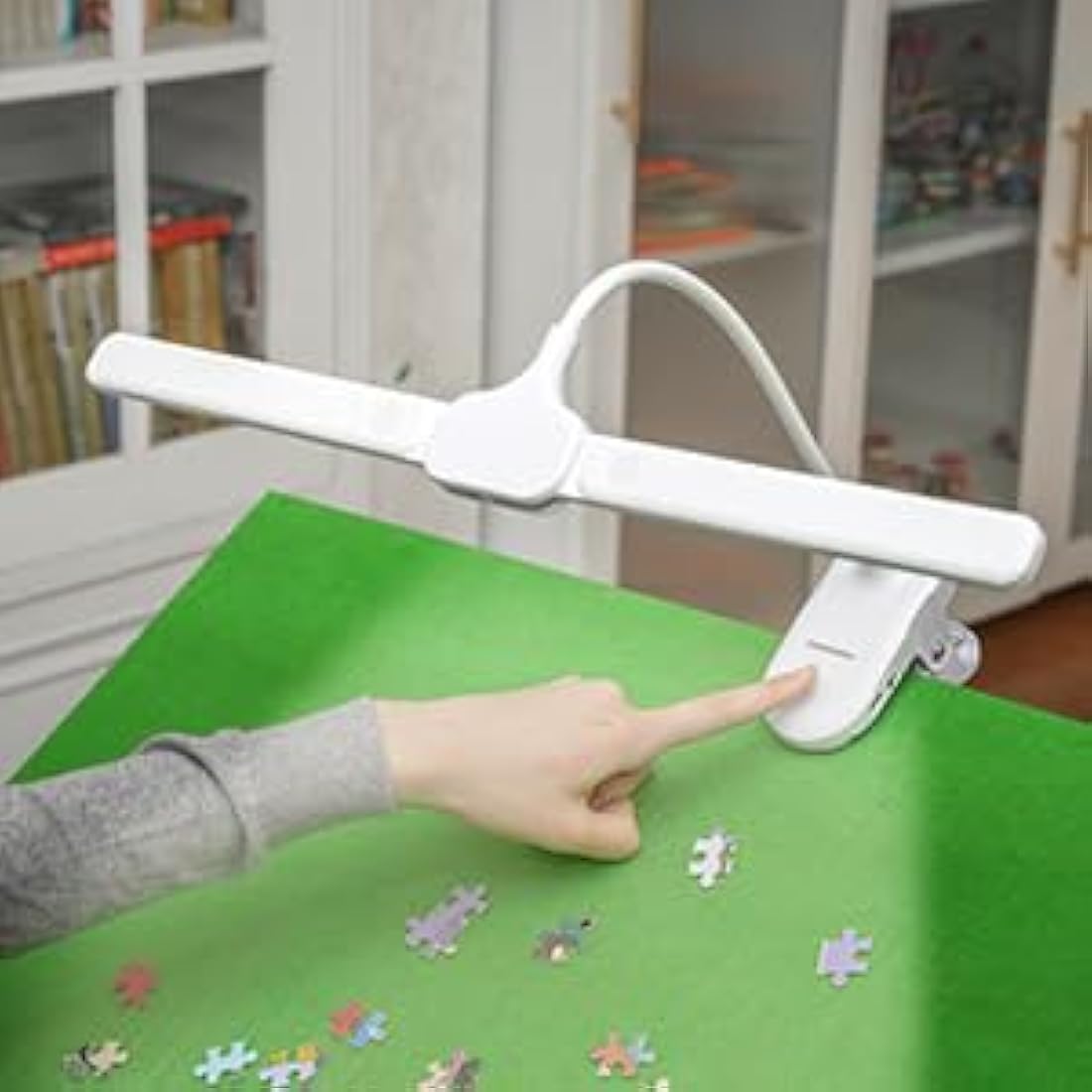 Wooden Jigsaw Puzzle Table with LED Light and Storage Drawers