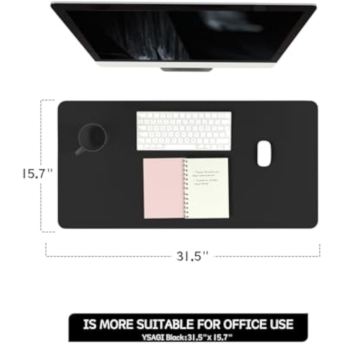 YSAGi Leather Desk Pad – Waterproof Non-Slip Office Writing Mat, Black