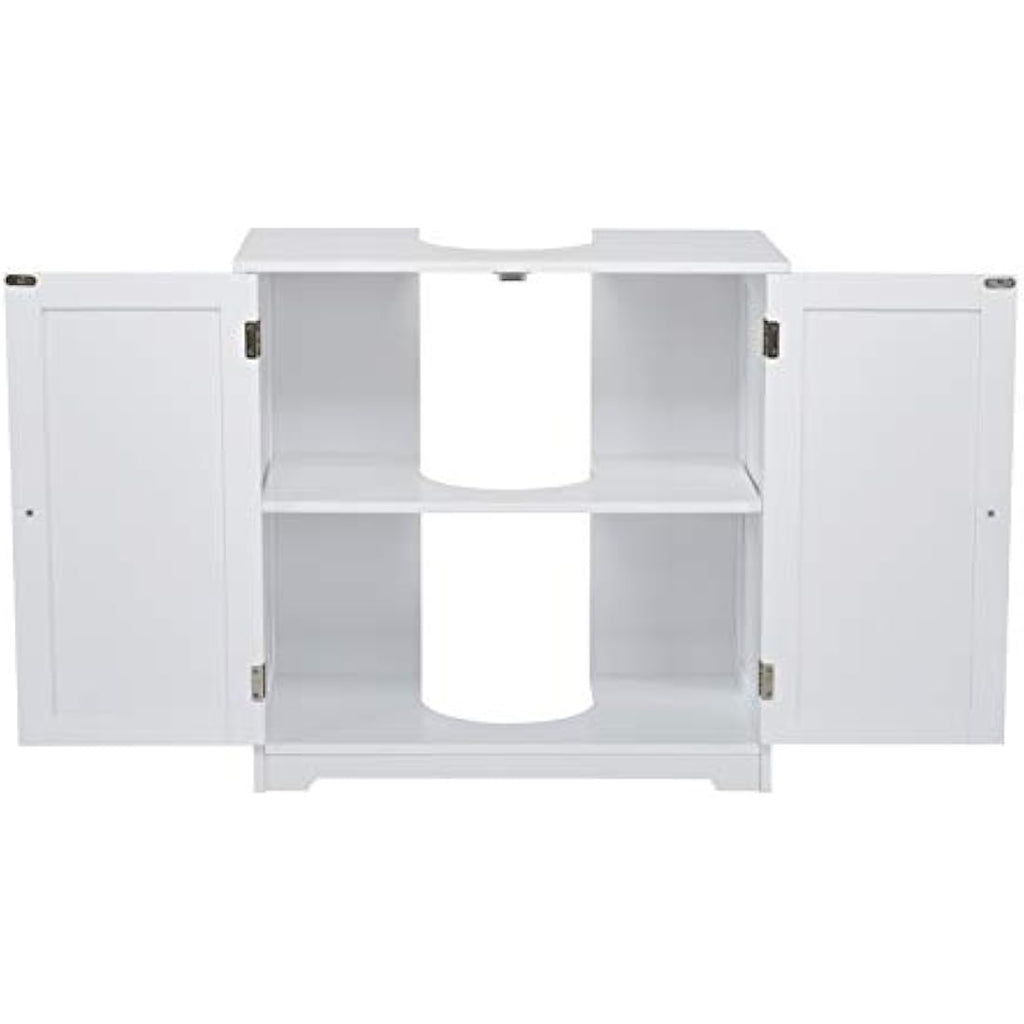 Mondeer Under Sink Bathroom Cabinet – White Wooden Storage Unit