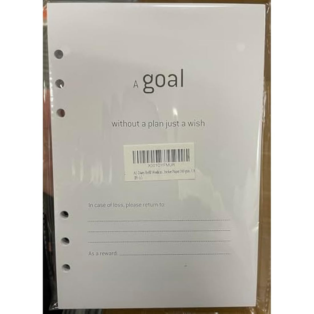 Undated A5 Weekly Planner Refill | 100gsm 6-Ring Binder Insert