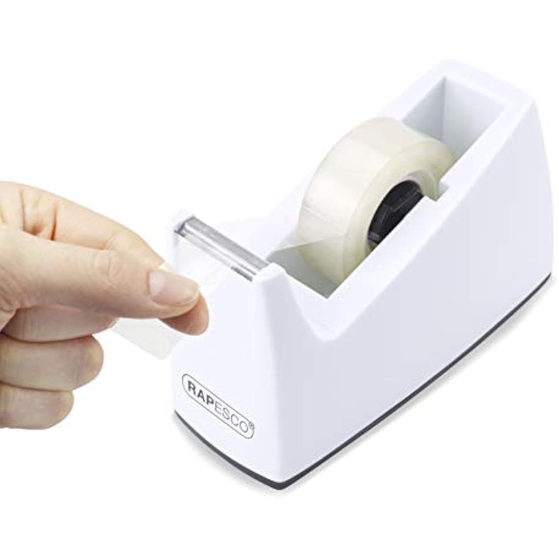 Rapesco 300 Weighted Desktop Tape Dispenser with 4 Tape Rolls – White