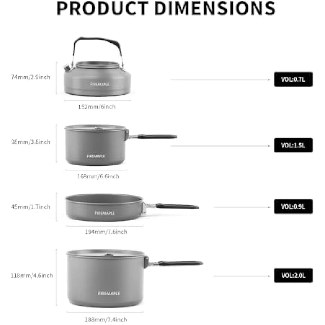Fire-Maple Feast 4 Camping Cookware Set | 12pc Anodized Aluminum Kit
