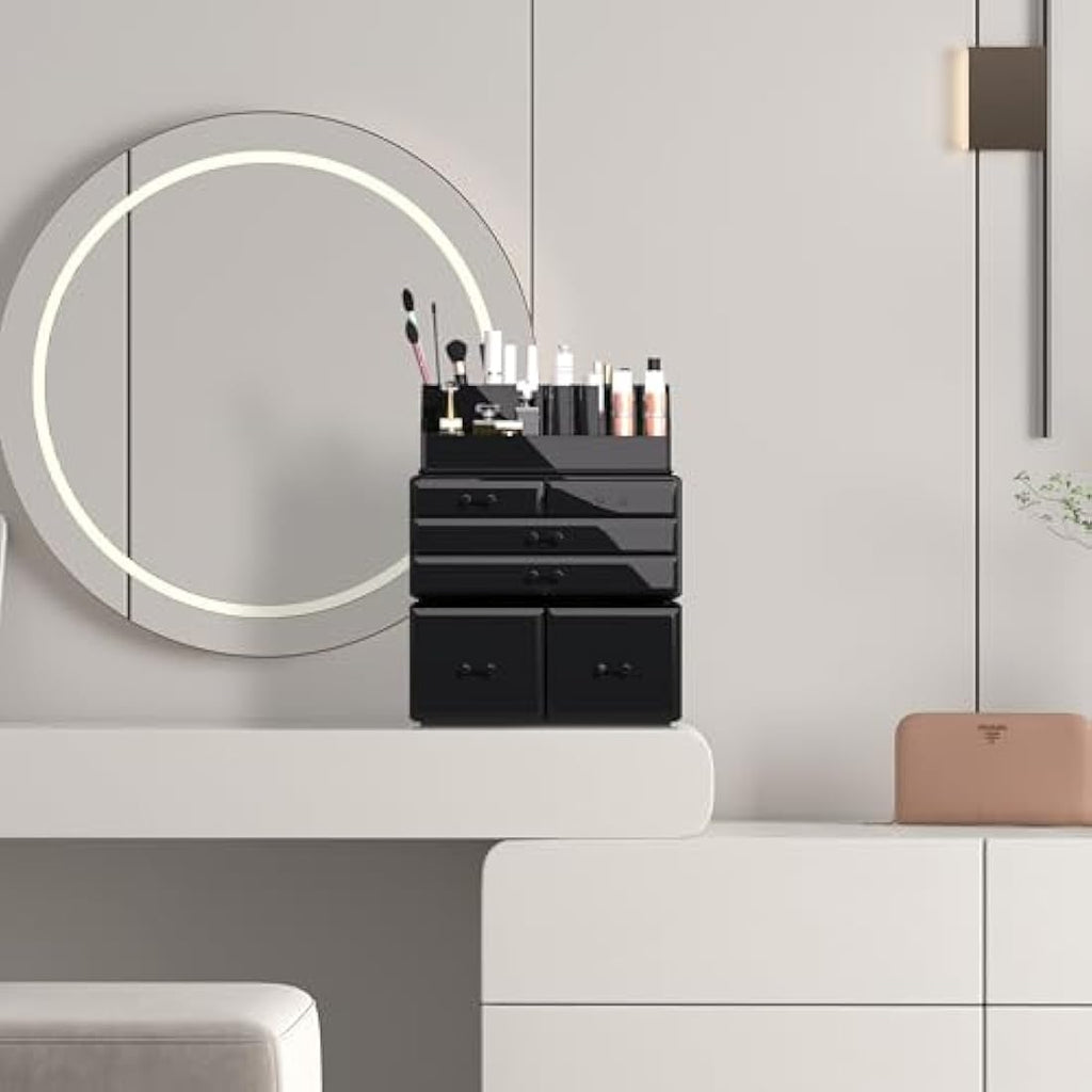 Acrylic Makeup Organizer – 4 Piece Stackable Cosmetic Storage