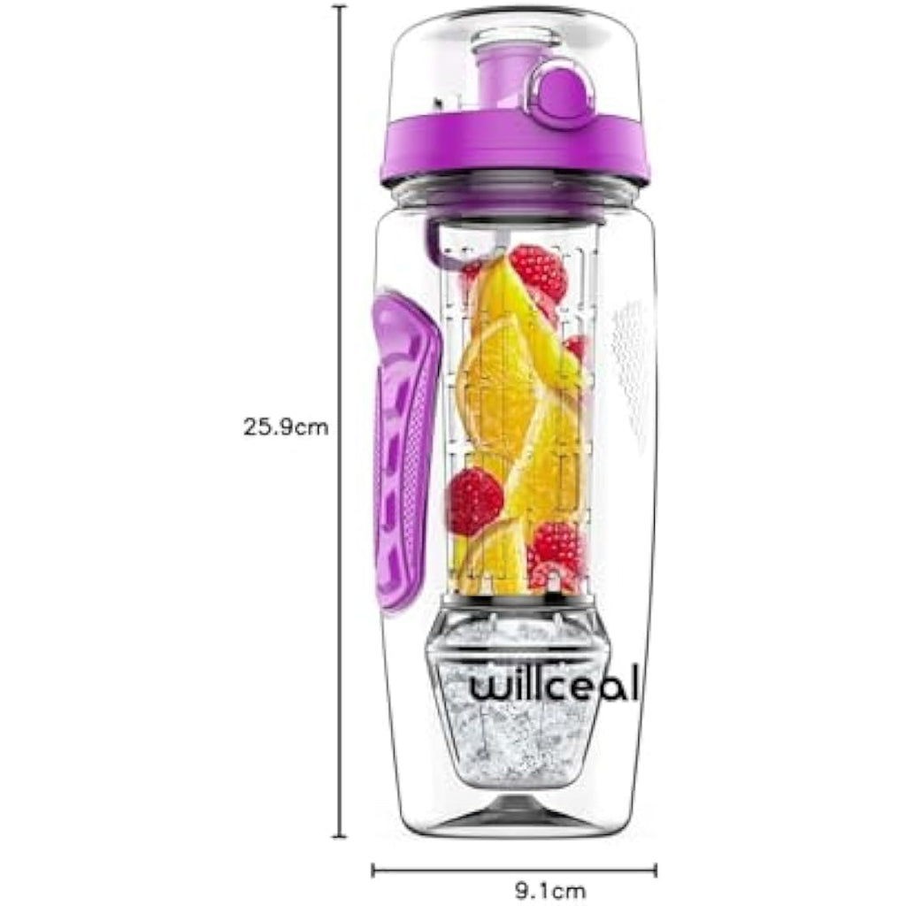 Fruit Infuser Water Bottle – 32oz BPA Free Tritan, Purple