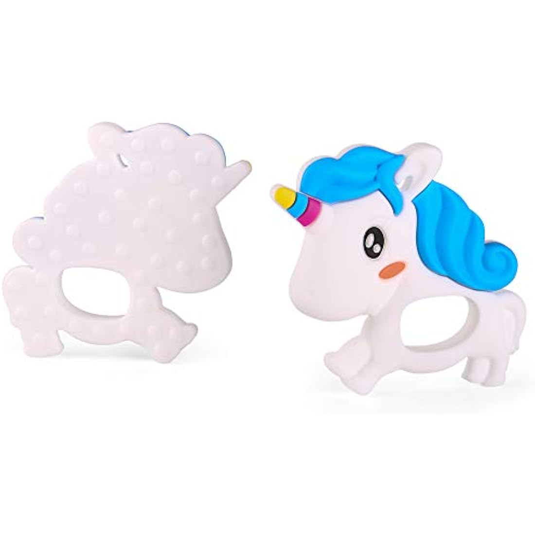 PREMYO Silicone Baby Teething Toy – BPA-Free Unicorn Teether, White/Blue
