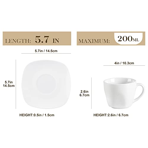 MALACASA Elisa 12-Piece Porcelain Coffee Set | Ivory White Cups & Saucers