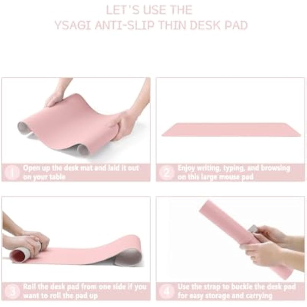 Leather Desk Pad – Waterproof Non-Slip Mouse Mat, Pink