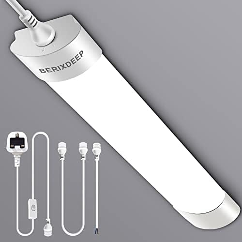 BERIXDEEP 4FT LED Batten Light | 36W 6500K IP66 Waterproof Linkable Shop Light
