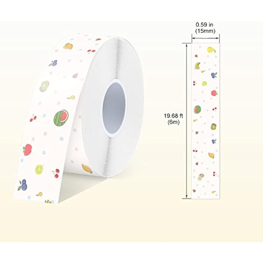 SUPVAN Label Maker Tape for E10 E11 E16 | Fruit Pattern 15mm x 6m