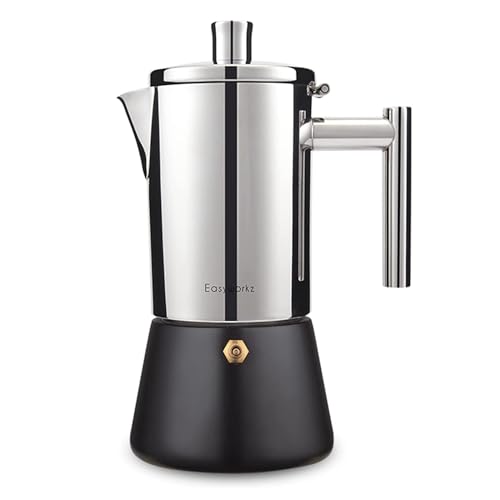 Easyworkz Diego Stovetop Espresso Maker | 6-Cup Stainless Steel Moka Pot