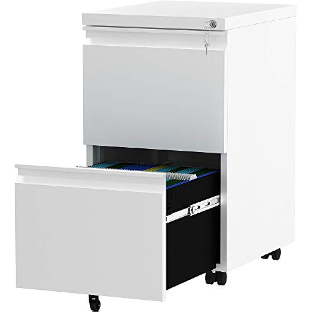 YITAHOME 2-Drawer Mobile Filing Cabinet | Lockable Steel Under Desk Storage
