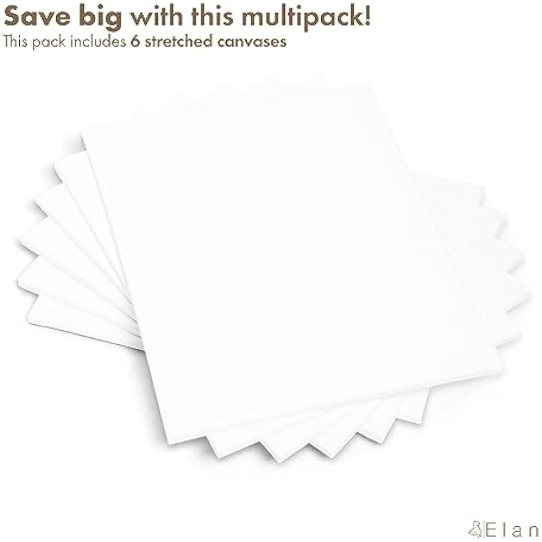 Elan Stretched Canvas 40x50cm 6-Pack | Triple Primed 100% Cotton