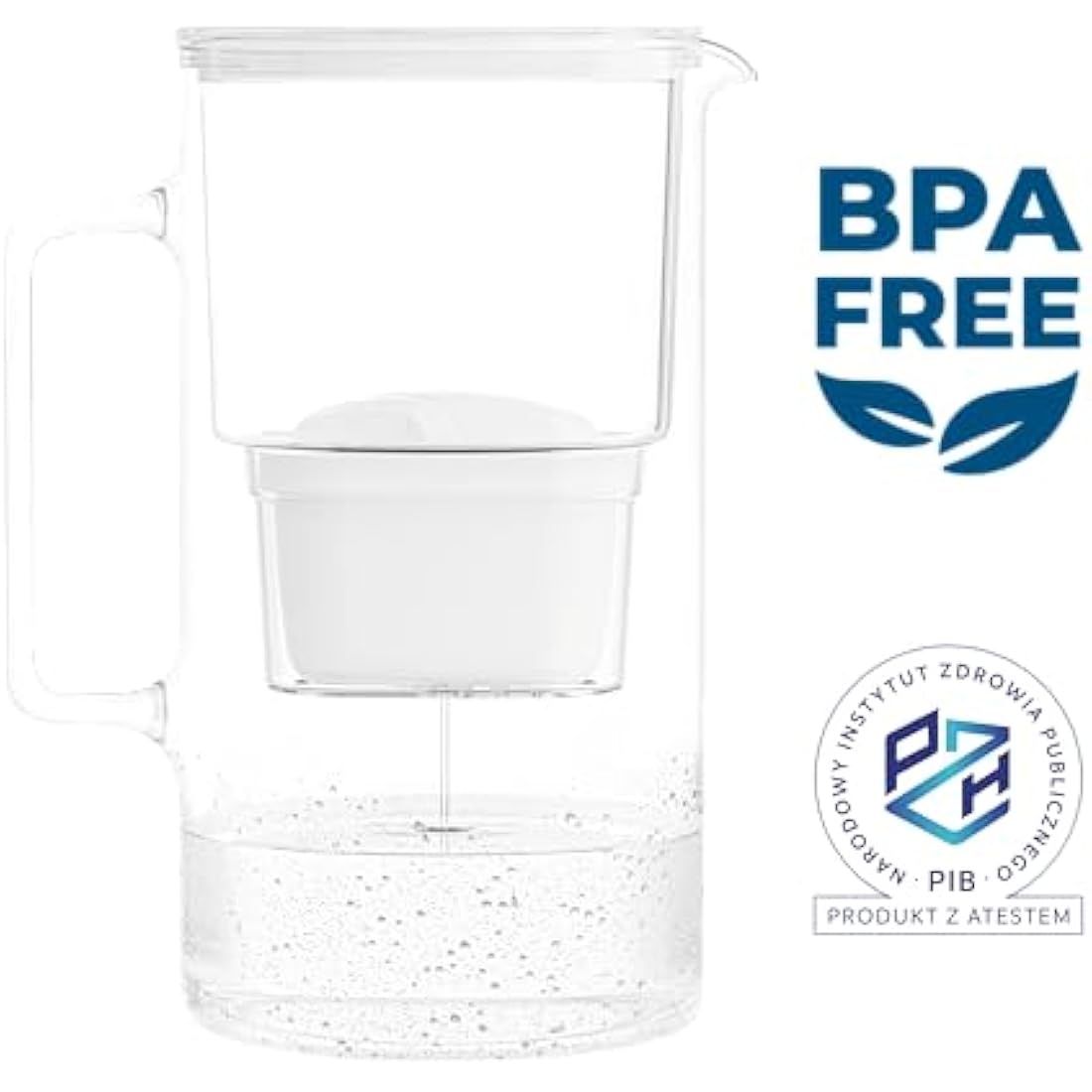 Wessper 3L Glass Water Filter Jug | Borosilicate Glass – White