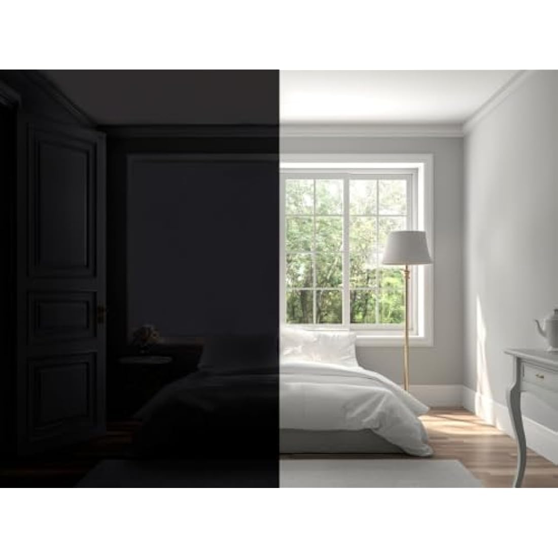 Easynight Blackout Blind | 100% Light Blocking No-Drill Fabric - XL