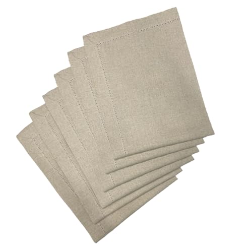 Sweet Needle Pure Linen Napkins - Hemstitch Natural 50x50 CM | Pack of 6