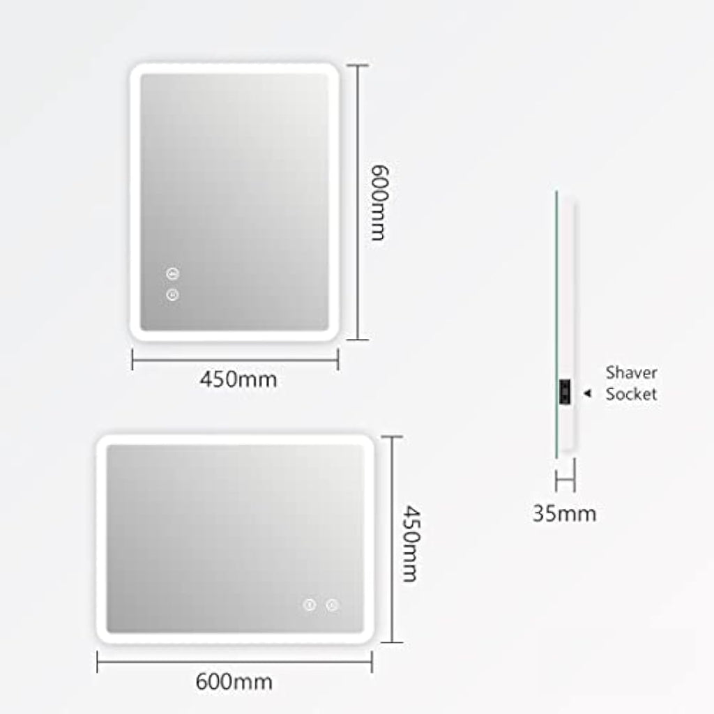 EMKE LED Bathroom Mirror with Bluetooth, Shaver Socket & Demister - 450x600mm