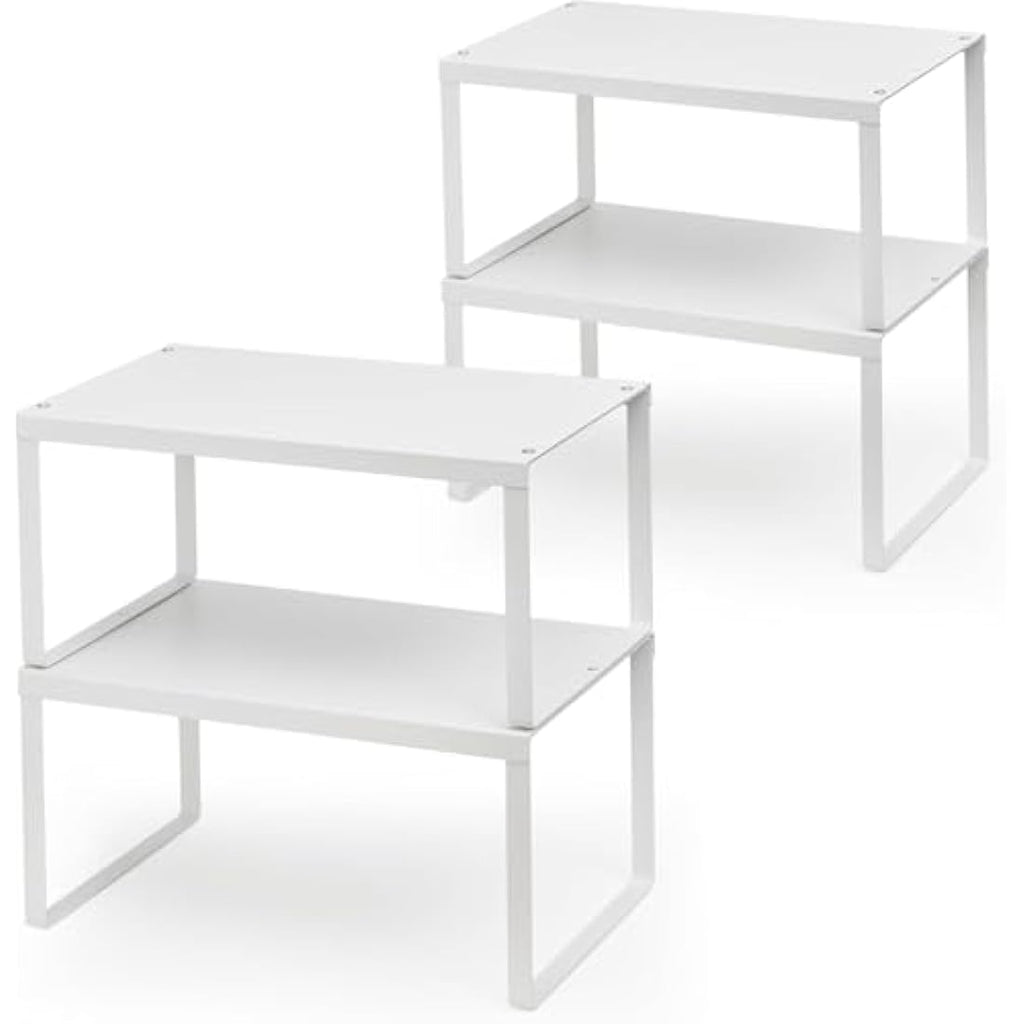 Jolof Store Kitchen Cupboard Organiser – 4-Pack Metal Stackable Shelf Rack