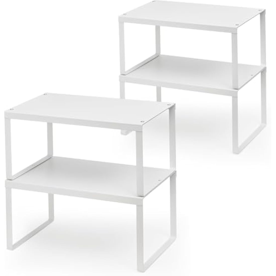Jolof Store Kitchen Cupboard Organiser – 4-Pack Metal Stackable Shelf Rack