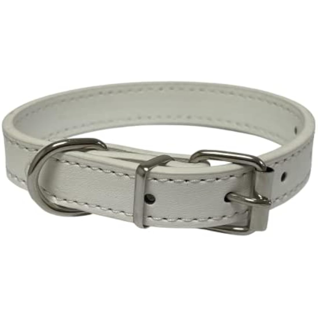PU Leather Dog Collar – Vibrant Adjustable Pet Collar, White