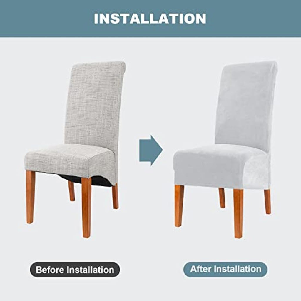 Velvet Dining Chair Covers – XL Stretch Slipcovers, 4 Pack