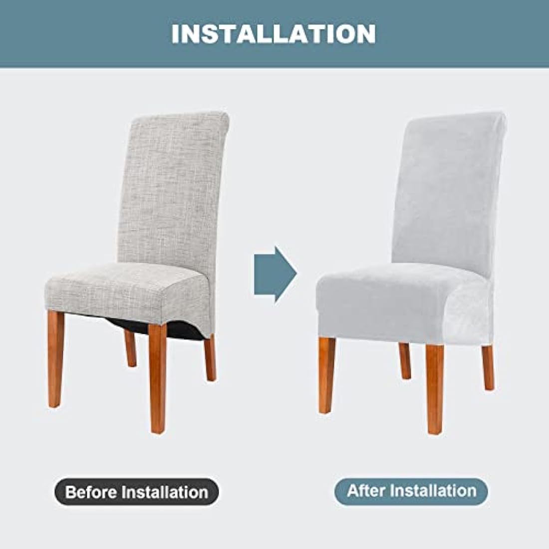 Velvet Dining Chair Covers – XL Stretch Slipcovers, 4 Pack