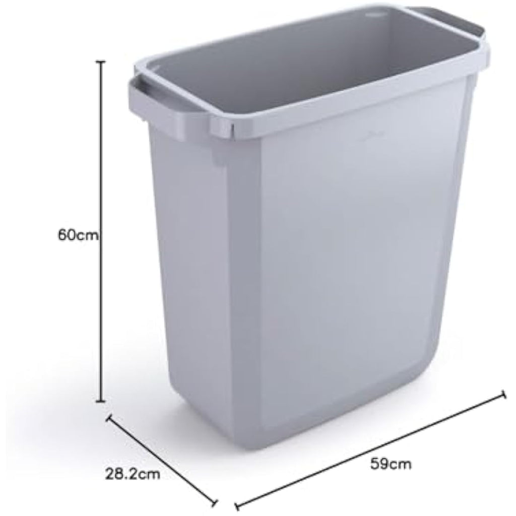Durable DURABIN 60L Rectangular Waste Bin – Food Safe Grey Plastic