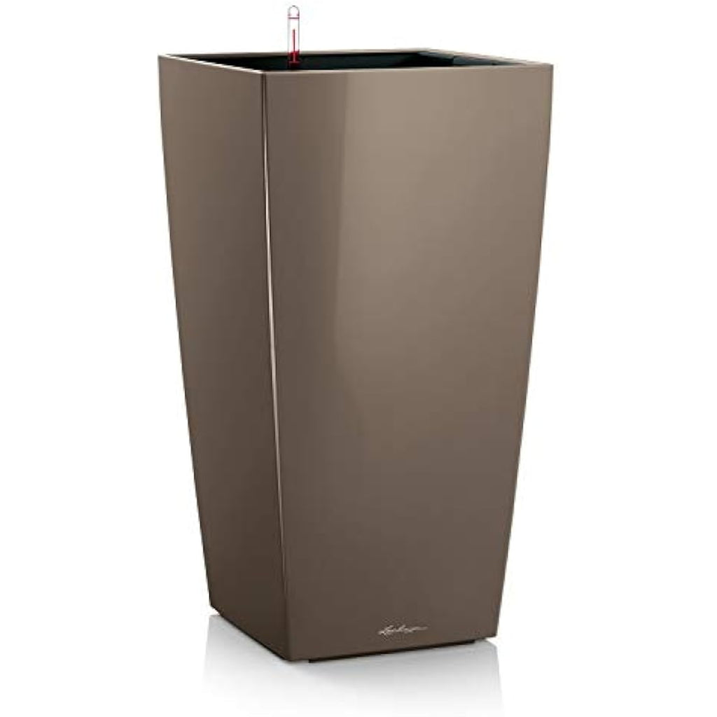 LECHUZA CUBICO Premium 30 Self-Watering Planter - Taupe High Gloss