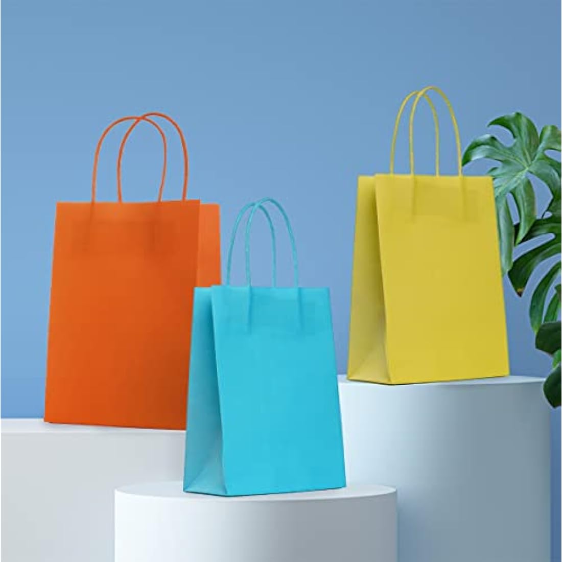 Jolof Store 30 Pcs Kraft Paper Party Bags with Handles and Stickers
