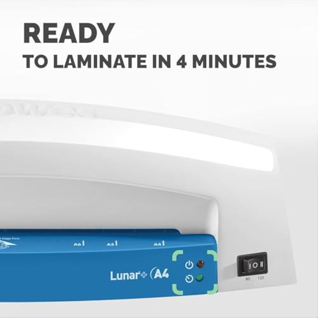 Fellowes Lunar+ A4 Home Laminator | 125 Micron Jam-Free Machine, Blue