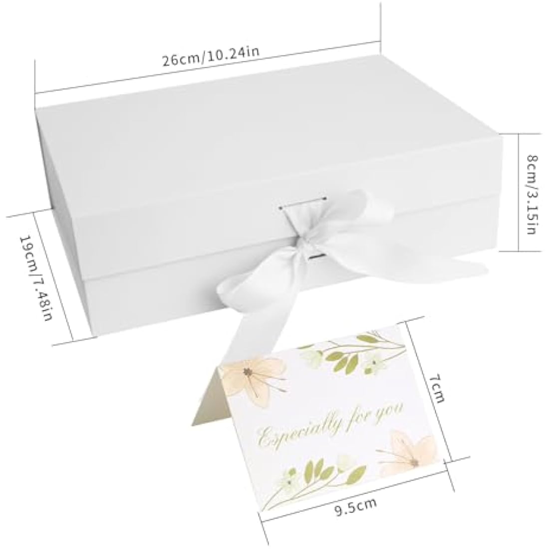 Luxury White Magnetic Gift Box with Ribbon and Shredded Paper