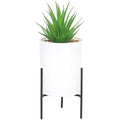 Sleepdown Halo Green Leaf Artificial Plant with White Pot Stand