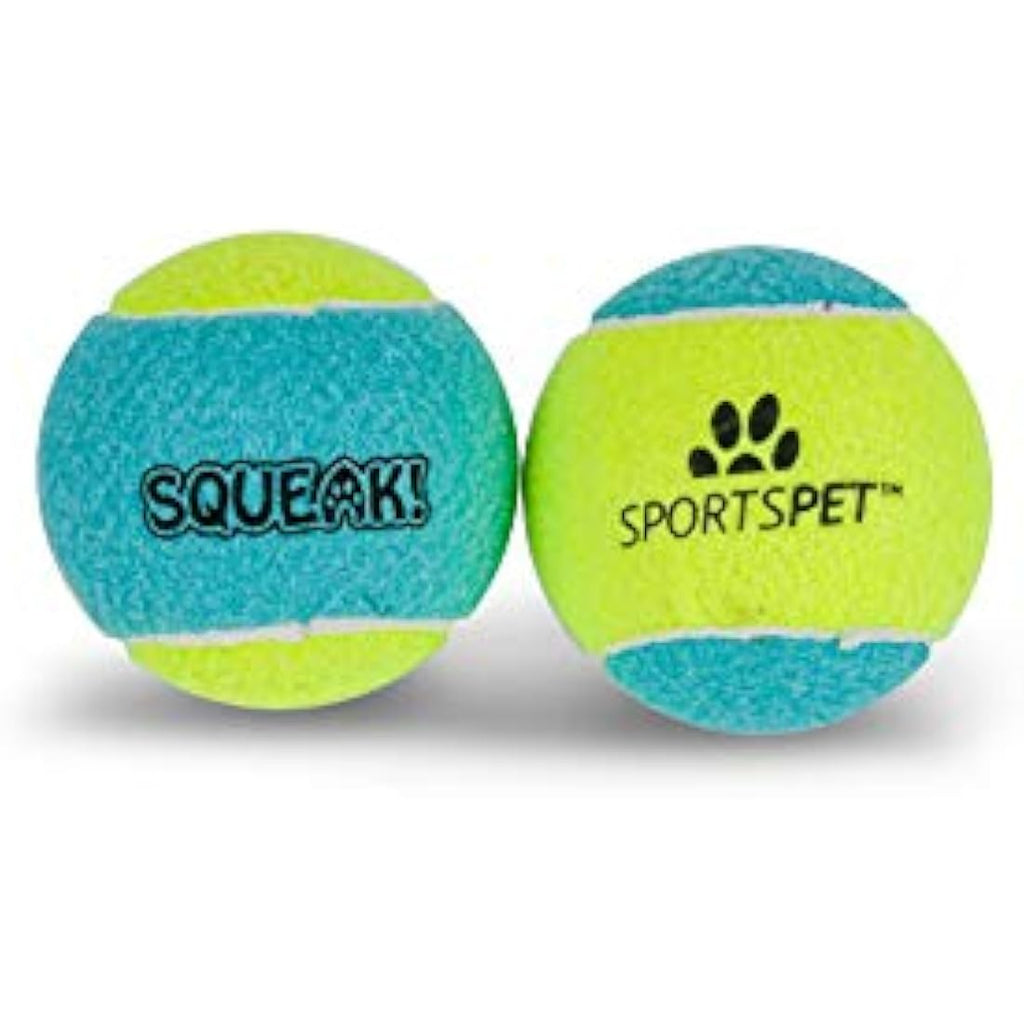 SPORTSPET Large Squeaky Tennis Balls for Dogs - 80mm Durable 8 Pack