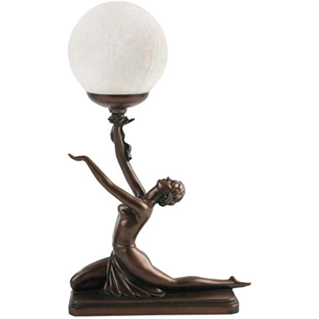 Art Deco Bronze Maiden Table Lamp |  Frosted Globe Figure