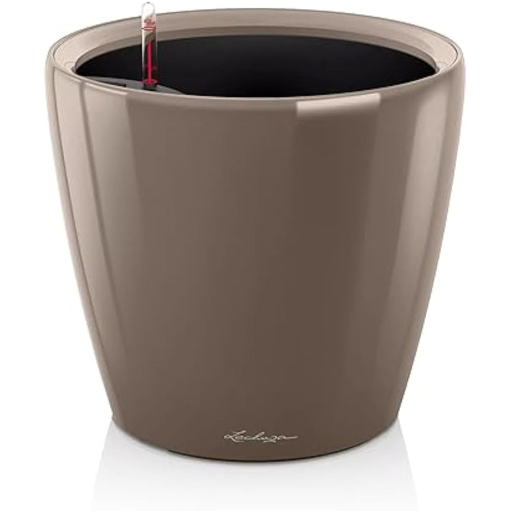 Lechuza Classico 50 LS Self-Watering Planter | Shiny Taupe Plastic Pot