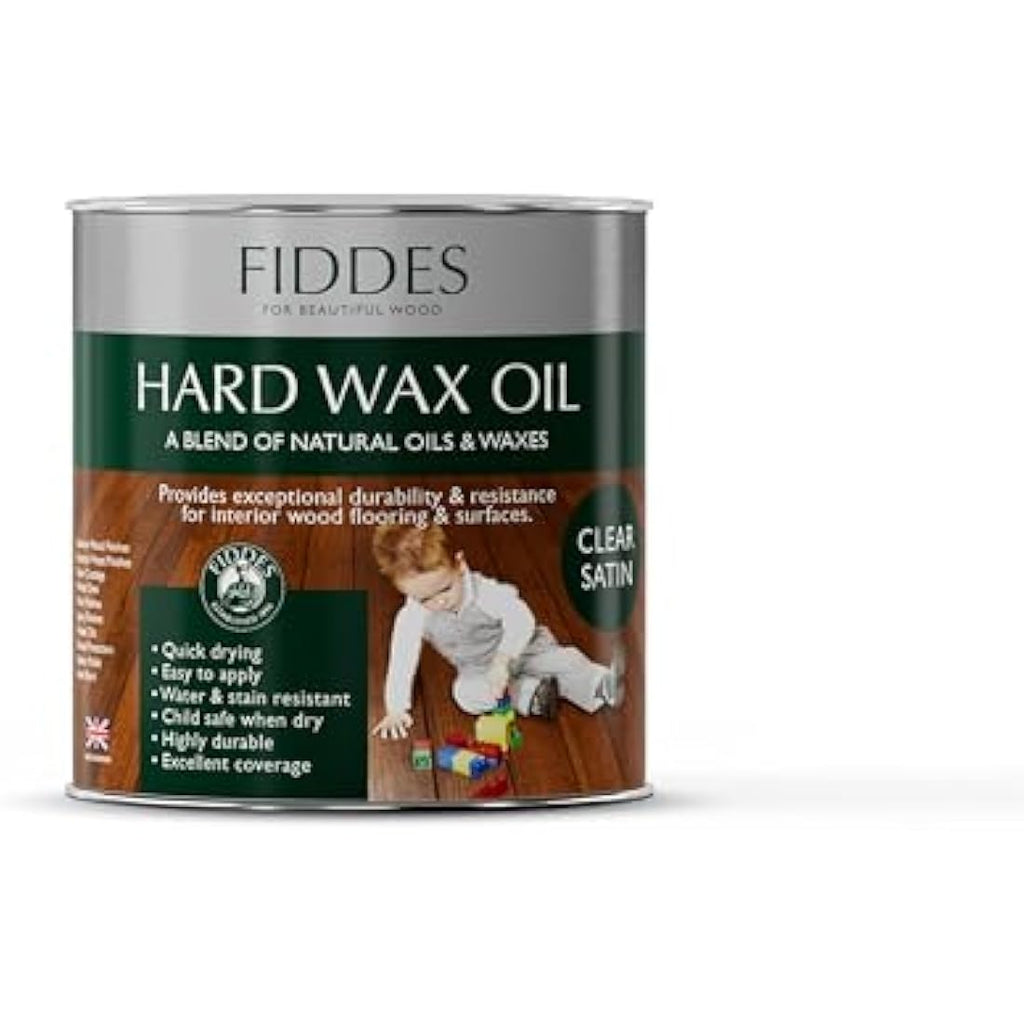 Fiddes Hard Wax Oil Satin Finish - Clear Wood Floor Sealant, 250ml