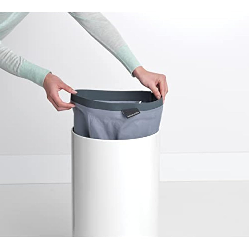 Brabantia 35L Laundry Bin – White Hamper with Cork Lid & Bag