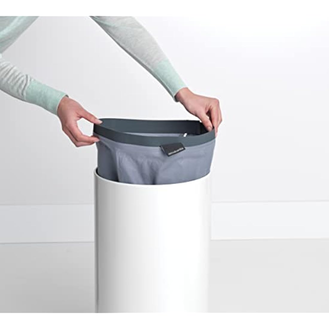 Brabantia 35L Laundry Bin – White Hamper with Cork Lid & Bag