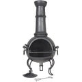 Murcia Large Steel Chiminea | Black Patio Heater with BBQ Grill